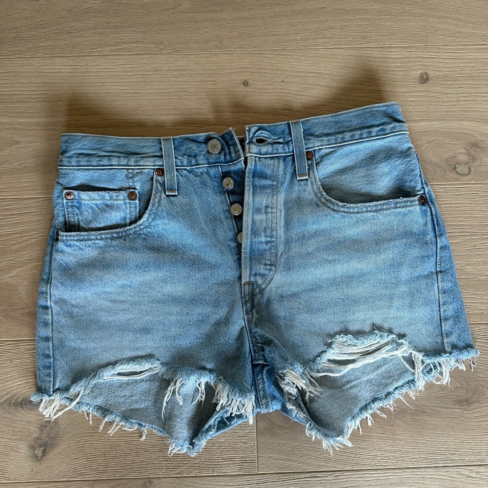 Levi's Blue Jean Shorts Distressed Cutoff
